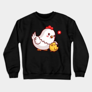 Cute Mom Chicken And Chick Cartoon Crewneck Sweatshirt